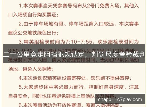 二十公里竞走阻挡犯规认定，判罚尺度考验裁判